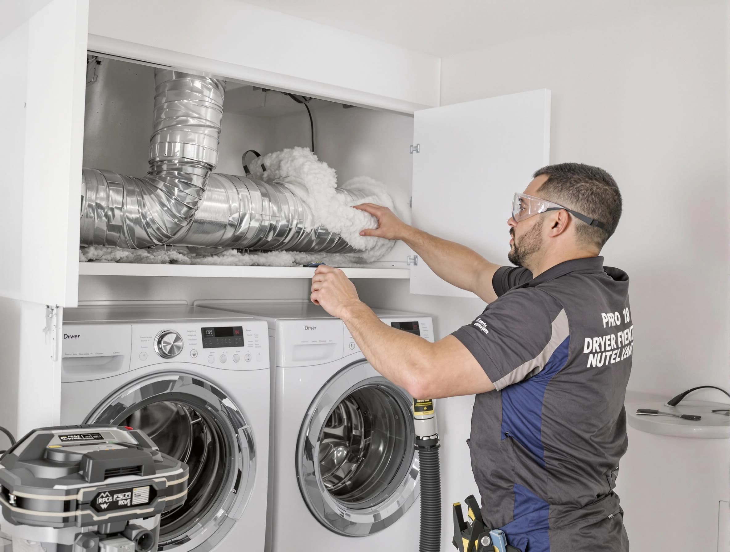 Lafayette Dryer Vent Cleaning certified technician performing specialized gas dryer vent cleaning in Lafayette